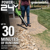 Greenworks 24V 450 CFM 110 MPH Cordless Brushless Handheld Leaf Blower with 4.0 Ah Battery & Charger