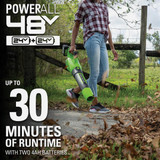Greenworks 24V (2 x 24V) 585 CFM 140 MPH Axial Leaf Blower with (2) 4.0 Ah Batteries & Charger