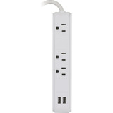 Prime Wire & Cable 3-Outlet/2-USB-A 300J White Surge Strip with 2.5 Ft. Cord