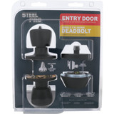 Steel Pro Matte Black Tulip 1-Cylinder Deadbolt & Door Knob Entry Combo