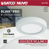 Satco Blink Pro 5 In. White 680 Lm. CCT-Selectable LED Flush Mount Light Fixture 62/1700 551916