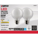 Satco Nuvo 60W Equivalent Warm White G25 Medium Frosted LED Decorative Light Bulb (2-Pack)