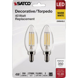 Satco 2pk 4w Led Cand Bulb S21819 508917