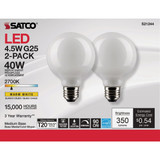 Satco Nuvo 40W Equivalent Warm White G25 Medium Frosted LED Decorative Light Bulb (2-Pack)