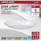 Satco Nuvo 7 In. White 60W Equivalent LED CCT-Selectable Disk Flush Mount Ceiling Light Fixture