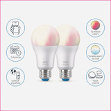 Wiz 60W Equivalent Smart A19 LED Light Bulb (2-Pack)
