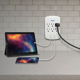 Prime Wire & Cable White 15A 6-Outlet Surge Tap with USB-A & USB-C