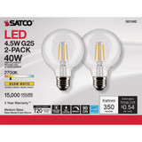 Satco Nuvo 40W Equivalent Warm White G25 Medium Clear LED Decorative Light Bulb (2-Pack)