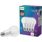 Philips 60W Equivalent 5 CCT A19 Medium Dimmable LED Light Bulb (4-Pack) 586875 503535