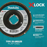 Makita X-LOCK 4-1/2 In. x 7/8 In. 60-Grit Type 29 Zirconia Angle Grinder Flap Disc