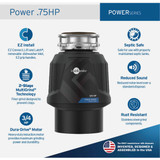 Insinkerator Power 3/4 HP Garbage Disposer, 6 Year Warranty