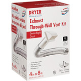 Lambro 4 In. x 8 Ft. Semi-Rigid Duct Exhaust Through-Wall Dryer Vent Kit, White (5-Piece)