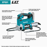 Makita 18-Volt LXT Lithium-Ion Cordless Grease Gun (Tool Only) XPG01Z 340135