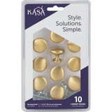 KasaWare 1-3/16 In. Diameter Brushed Gold Cabinet Knob (10-Pack)