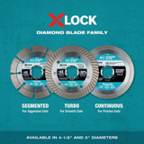 Makita X-LOCK 4-1-2 In. Segmented Rim Dry-Wet Cut Diamond Blade E-07191 307824