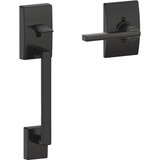 Schlage Matte Black Front Entry Handle and Latitude Lever with Century Trim