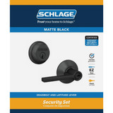 Schlage Matte Black Single Cylinder Deadbolt and Keyed Entry Latitude Lever Combo