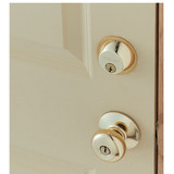 Schlage Bright Brass Single Cylinder Deadbolt and Plymouth Keyed Entry Knob