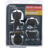 Steel Pro Matte Black Tulip 2-Cylinder Deadbolt & Door Knob Entry Combo