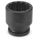 Grey Pneumatic Socket,22mm,3/4"D,Impact,12pt.,Blk 3122M