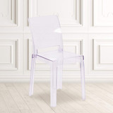Flash Furniture Ghost Chair with Square Back in Tra,PK4 4-OW-SQUAREBACK-18-GG