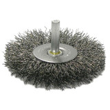 Crimped Wire Radial Wheel Brush, 4 in D, .014 in Steel Wire, 15,000 rpm