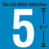 Stranco Die-Cut Reflective Number Label, 5,PK5 DWR-1.5-5-5