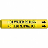 Brady Pipe Marker,Hot Water Return,2in H,2in W 4081-C