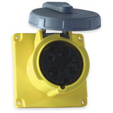 Hubbell WT Pn&Slv Rec,Yellow,30 A;2Pl,Single HBL330R4W