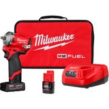 Milwaukee M12 FUEL Cordless Compact Impact Wrench Kit Brushless 3/8"" Torque 12V