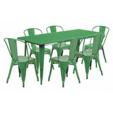 Flash Furniture Green Metal Table Set,31-1/2"X63" ET-CT005-6-30-GN-GG