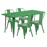 Flash Furniture Green Metal Table Set,31-1/2"X63" ET-CT005-4-30-GN-GG