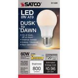 Satco Nuvo 60W Equivalent Warm White A19 Medium Dusk To Dawn LED Light Bulb