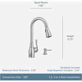 Moen Anabelle 1-Handle Lever Pull-Down Kitchen Faucet with Soap Dispenser, Mediterranean Bronze