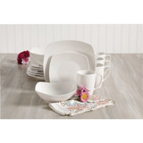 Gibson Home Zen Buffetware White Soft-Square Dinnerware Set (16-Piece)