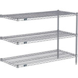 Nexel 3 Shelf Nexelate Silver Epoxy Wire Shelving Unit Add On 36""W x 21""D x 34