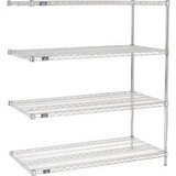 Nexel 4 Shelf Chrome Wire Shelving Unit Add On 72""W x 12""D x 54""H