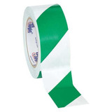 Partners Brand Striped Vinyl Tape,2"x36yd,Grn/Wh,PK24 T9236GW