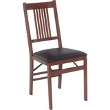 Stakmore True Mission Fruitwood Frame Black Vinyl Folding Chair (2-Pack) 4533.6L842 610560