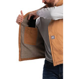 Berne Heartland Men's Medium Brown Sherpa-Lined Washed Duck Vest V818BDR400 709098