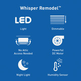 Panasonic Whisper Remodel 80/110 CFM 0.3/0.8 Sones 120V Auto Bath Exhaust Fan with LED Light