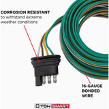 Towsmart 24 Ft. 18 Ga. 4-Way Flat Trailer Wiring Connector 1413 580674