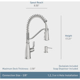 Moen Nolia 1-Handle Pull-Down Widespread Kitchen Faucet, Matte Black 87886BL 452426