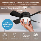 Bell+Howell Black Ceiling Socket Fan-Light 2299 647097