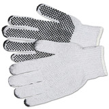 PVC Dot String Knit Gloves, Large, Natural, 1-Sided Dots Pack of 12