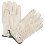 Quality Grain Cowhide Leather Driver Gloves, Medium, Unlined, Natural, Shirred Elastic Back Pack of 12