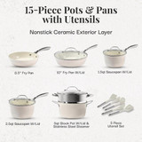 Gotham Steel Hammered Cream Cookware Collection (15-Piece) 1587 625584