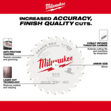 Milwaukee Tool CircularSawBlade,Carbide,Dia:6.5" 48-40-0624