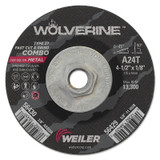 Wolverine™ Combo Wheel, 4-1/2 in dia, 1/8 Thick, 5/8 in - 11 UNC Arbor, 24 Grit Pack of 10