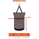 Ergodyne Hoist Bucket,Zipper,D-Rings,Nylon,Gray 5973